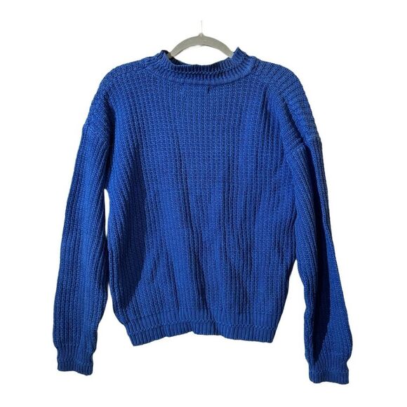 VTG Sears Roebuck Hand-Looked Mens Blue Crew Neck Pullover Sweater M Long Sleeve - Picture 3 of 9